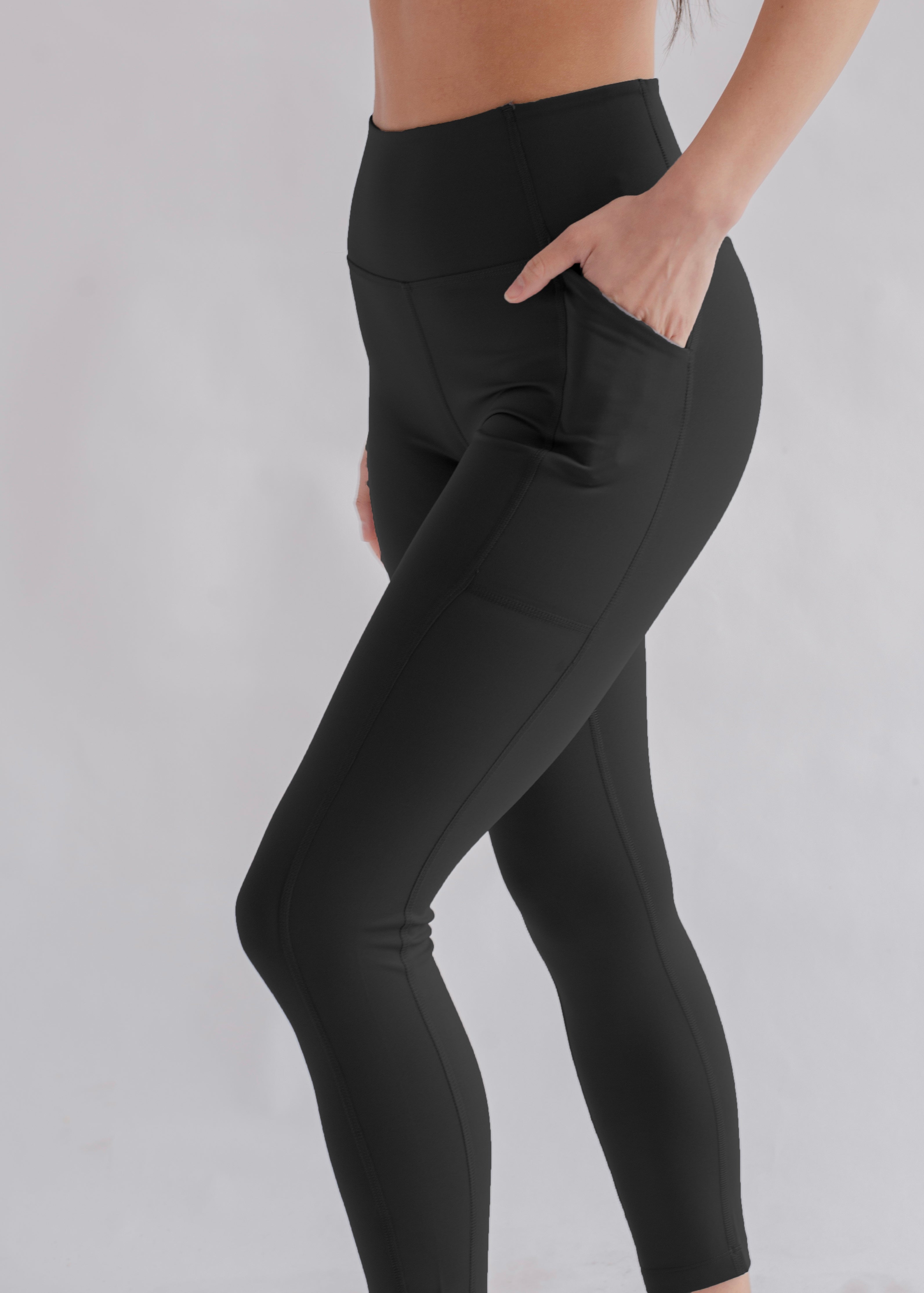 ID IDEOLOGY Women's Compression High-Waist Side-Pocket Leggings Black Size  S